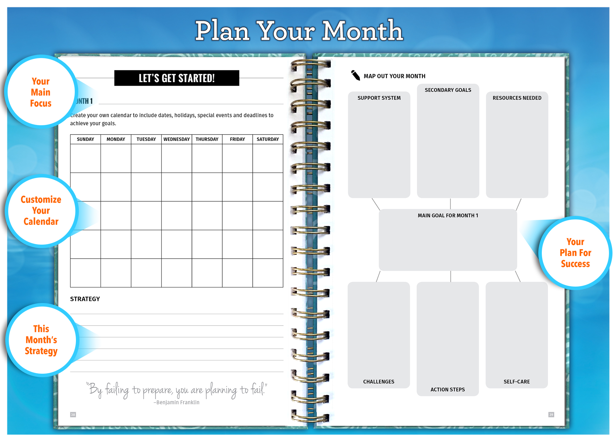 With motivation and inspiration against tension and e | Life Coach weekly planner for appointments and life guide KLARHEIT ® Notebook with calendar en inglés Calendar The A5-organizer for more structure and focus in your everyday life 